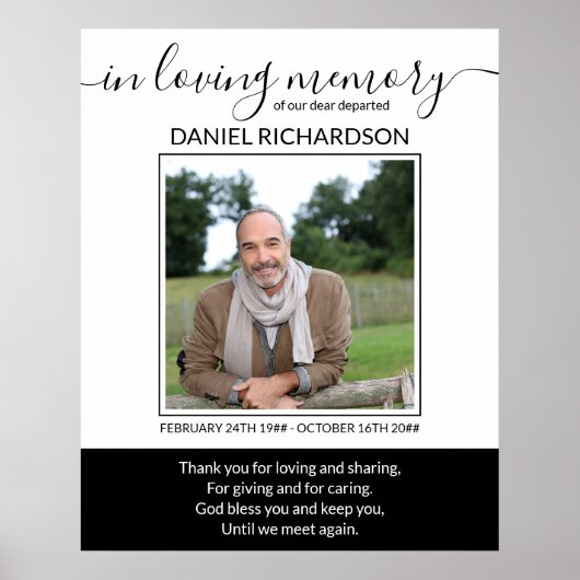 In Loing Memory Photo Funeral Memorial Poster (Voorkant)