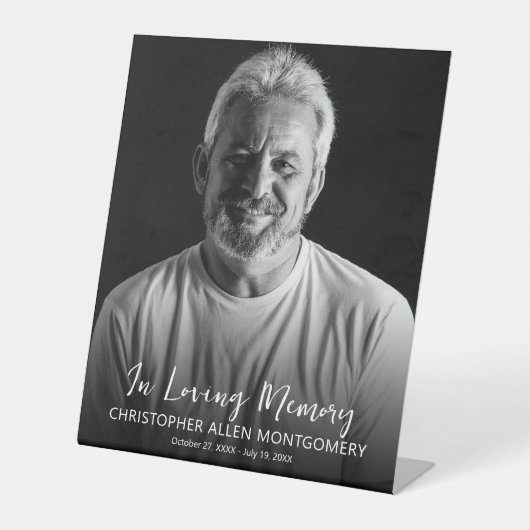 In Loing Memory Photo Memorial Funeral Reclamebord Met Voetstuk (Voorkant)