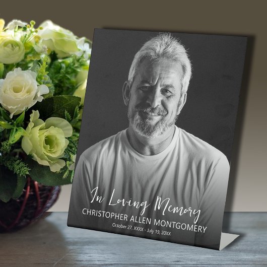 In Loing Memory Photo Memorial Funeral Reclamebord Met Voetstuk