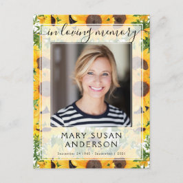 In Loing Memory Photo Sunflower Briefkaart