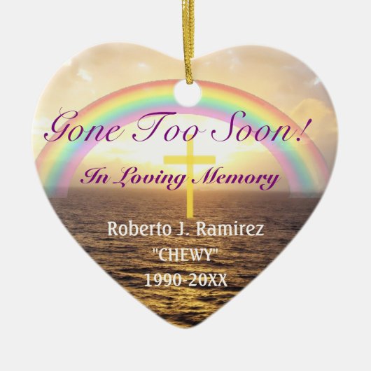 In Loing Memory Rainbow Memorial Keepomwille Keramisch Ornament (Voorkant)
