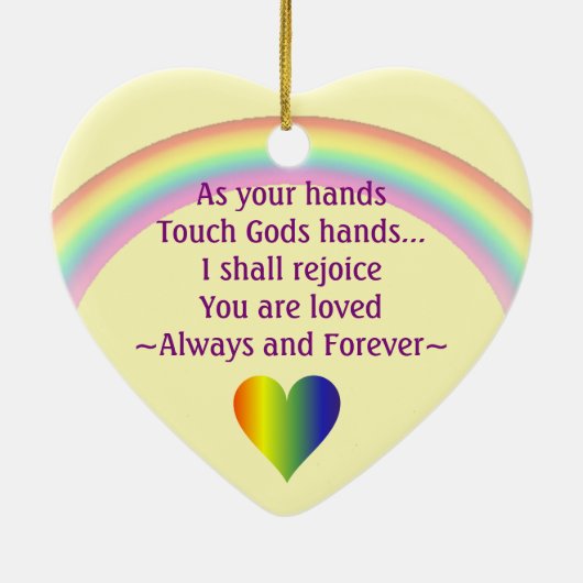 In Loing Memory Rainbow Memorial Keepomwille Keramisch Ornament (Achterkant)