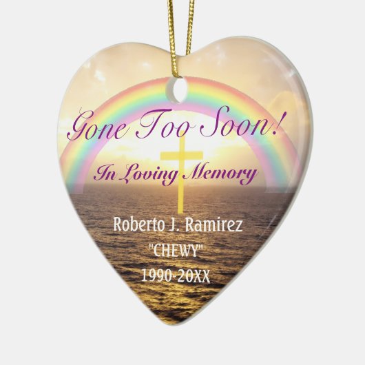 In Loing Memory Rainbow Memorial Keepomwille Keramisch Ornament (Links)