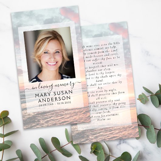 In Loing Memory Sunset Memorial Prayer Kaart