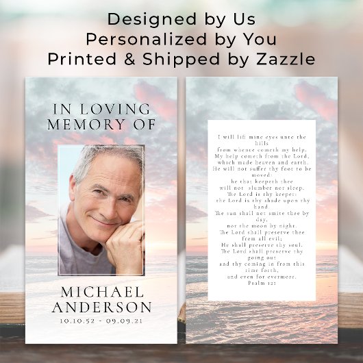 In Loing Memory Sunset Memorial Prayer Kaart