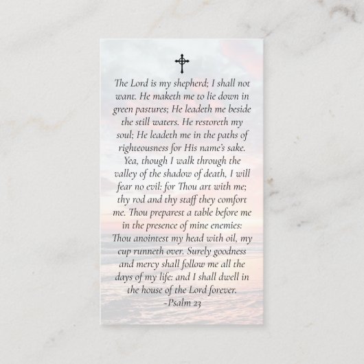 In Loing Memory Sunset Memorial Prayer Kaart Visitekaartje (Achterkant)