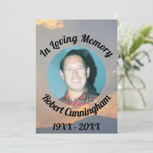 In Loing Memory Sunset Photo Memorial Card Kaart (Staand voorkant)