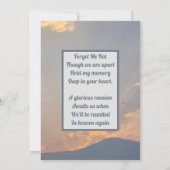 In Loing Memory Sunset Photo Memorial Card Kaart (Achterkant)