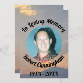 In Loing Memory Sunset Photo Memorial Card Kaart (Voorkant / Achterkant)