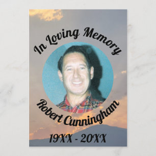 In Loing Memory Sunset Photo Memorial Card Kaart