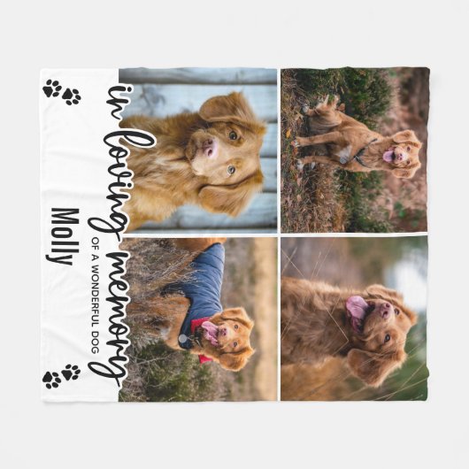 In Loopende Memory Pet Dog Memorial Photo Collage Fleece Deken (Voorkant (Horizontaal))