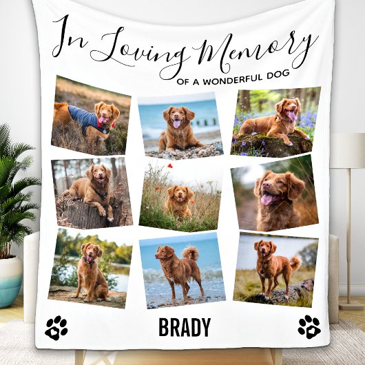 In Loopende Memory Pet Dog Memorial Photo Collage Fleece Deken