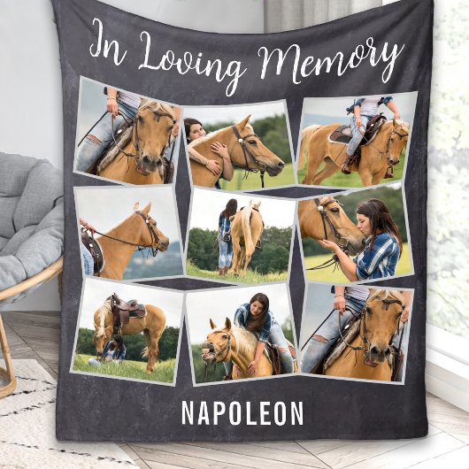 In Loopende Memory Pet Horse Memorial Photo Collag Fleece Deken