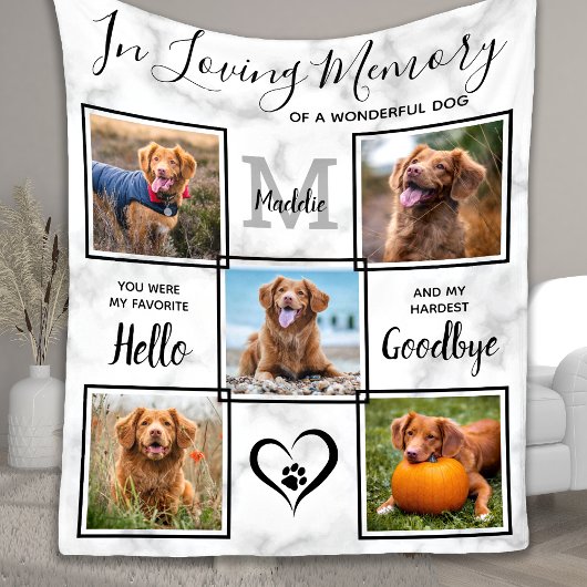 In Loopende Memory Pet Memorial Photo Collage Flee Fleece Deken