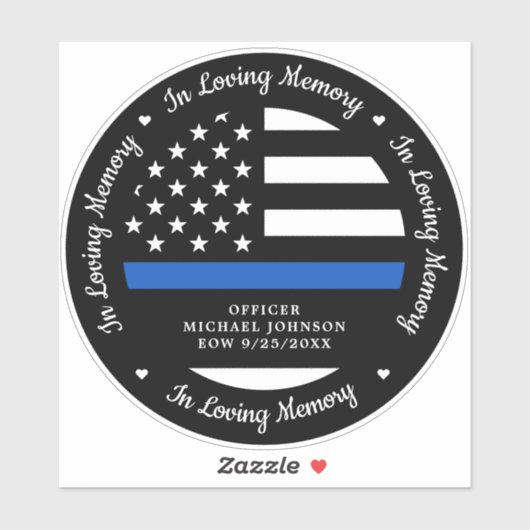In Loopende Memory Police Officer Memorial Car Sticker (Vel)