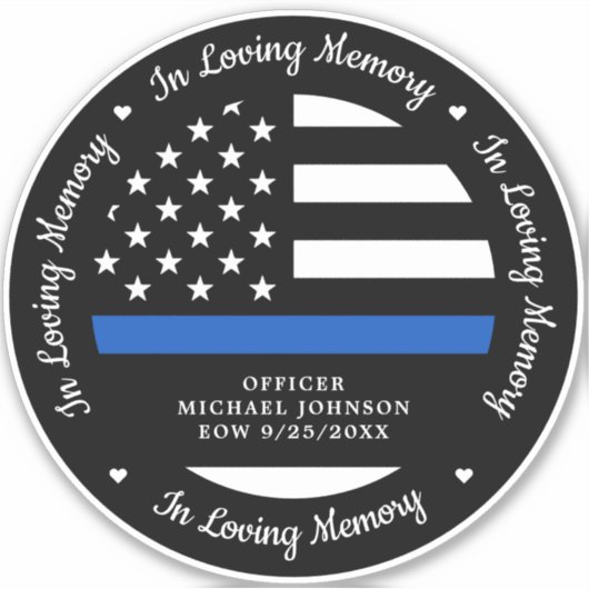 In Loopende Memory Police Officer Memorial Car Sticker (Voorkant)