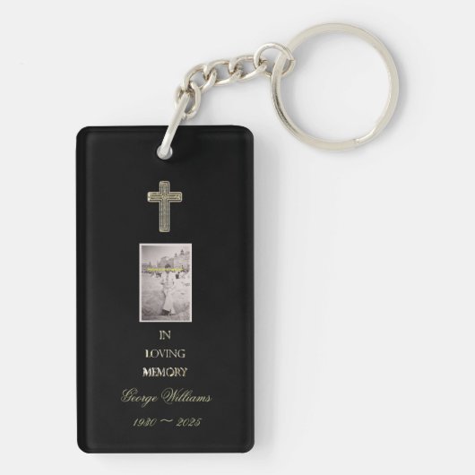 In Loopende Memory Typography Golden Cross Photo Sleutelhanger (achterkant)