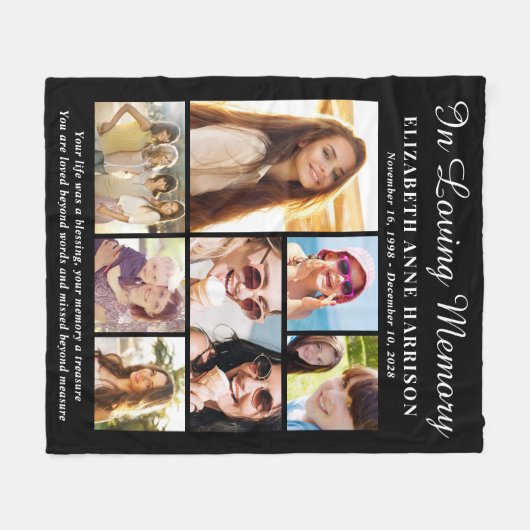 In Loopgeheugen 7 Photo Collage Memorial Fleece Deken (Voorkant (Horizontaal))
