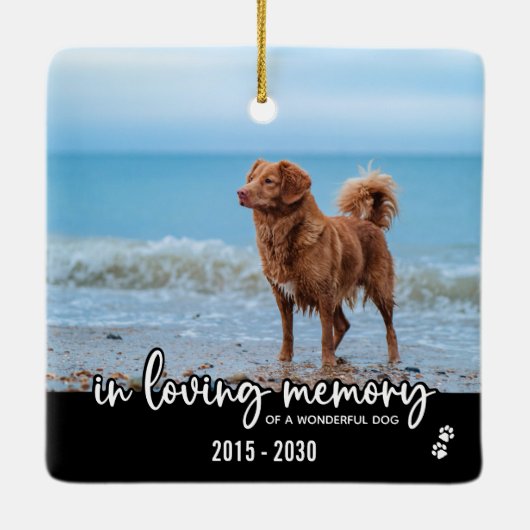 In Looptijd aangepaste Dog Photo Pet Memorial Keramisch Ornament (Achterkant)