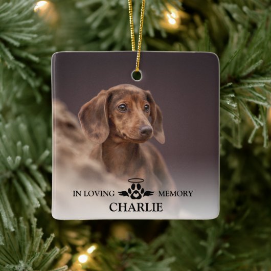 In Looptijd geheugen Elegant Dog Foto Pet Memorial Keramisch Ornament (Boom)