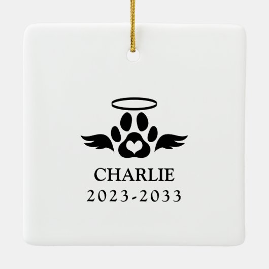 In Looptijd geheugen Elegant Dog Foto Pet Memorial Keramisch Ornament (Achterkant)