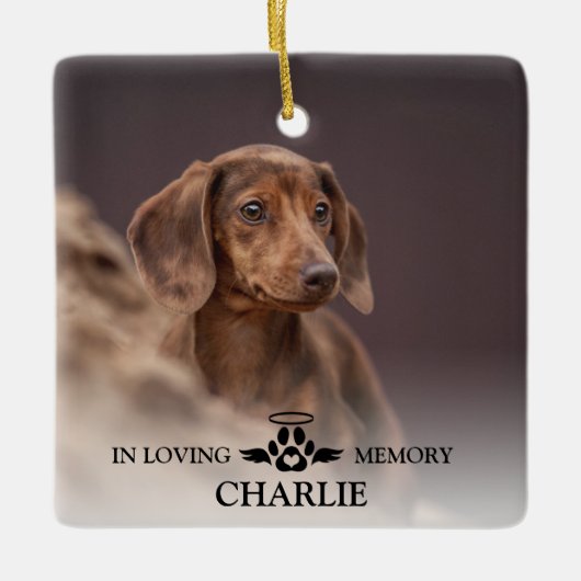 In Looptijd geheugen Elegant Dog Foto Pet Memorial Keramisch Ornament (Voorkant)