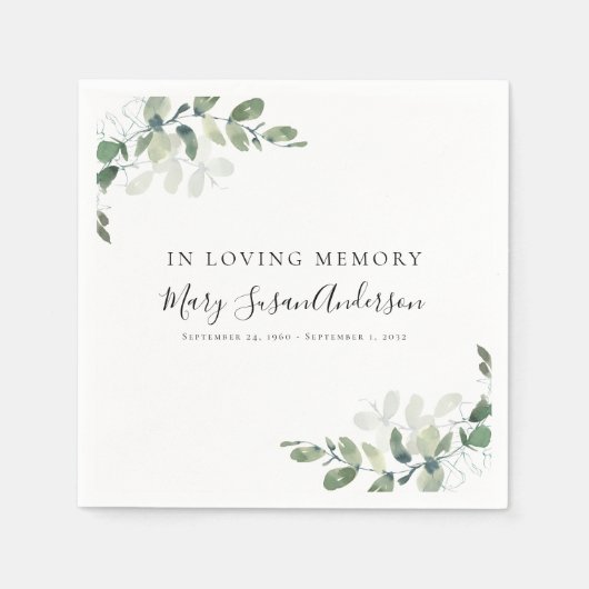In Looptijd geheugen Eucalyptus Funeral Memorial W Servet (Voorkant)
