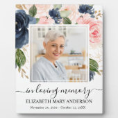 In Looptijd Geheugen Foto Roze Navy Floral Memoria Fotoplaat (Voorkant)