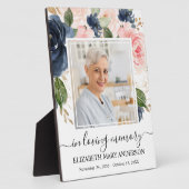 In Looptijd Geheugen Foto Roze Navy Floral Memoria Fotoplaat (Zijkant)