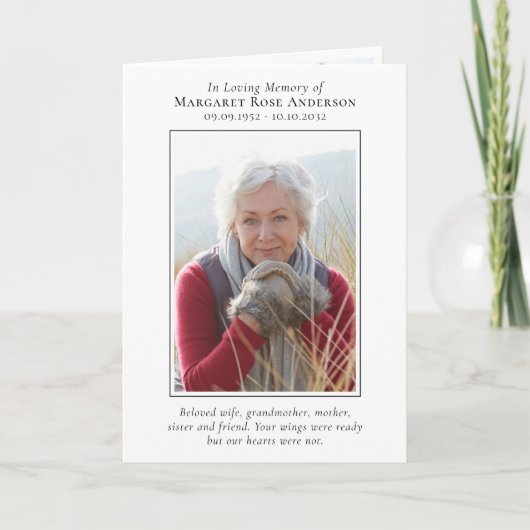 In Looptijd geheugen Obituary Photo Collage Memori Notitiekaartje (Voorkant)