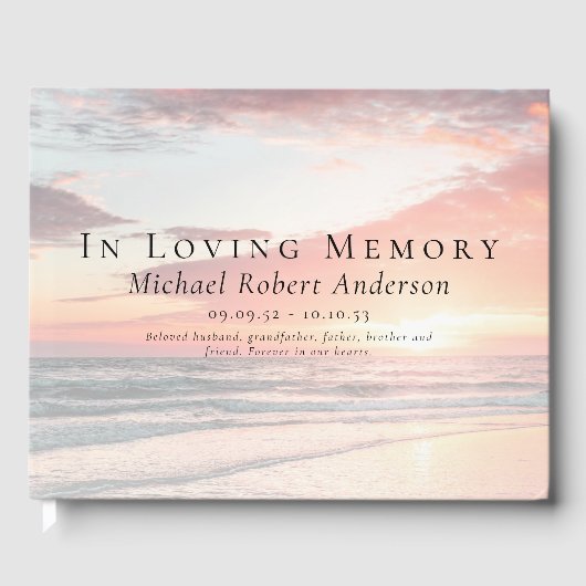 In Looptijd Memory Sunset Ocean Memorial Funeral Gastenboek (Voorkant)