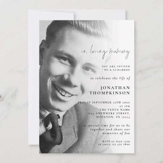 In Looptijd van de Foto Funeral Luncheon Kaart (Voorkant)