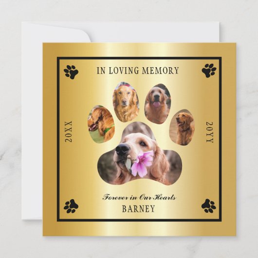 In Looptijd van Memory Photo Pet Memorial - Gold T Kaart (Voorkant)