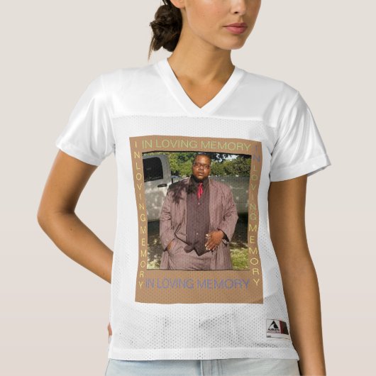 IN LOPENDE GEHEUGEN DAMES FOOTBALL JERSEY (Voorkant)