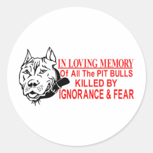 IN LOPENDE GEHEUGEN VAN PIT-BULLS RONDE STICKER