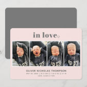 In Love Blush Simple Modern Birth Announounance (Voorkant / Achterkant)