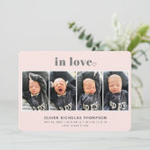 In Love Blush Simple Modern Birth Announounance (Staand voorkant)
