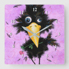 In Love Crow - Gentleman - Add Jouw tekst / Name Vierkante Klok