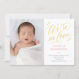 In Love EDITABLE COLOR Baby Birth Announounance Feestdagenkaart
