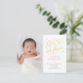 In Love EDITABLE COLOR Birth Announounding Briefka Briefkaart (Staand voorkant)
