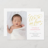 In Love EDITABLE COLOR Birth Announounding Briefka Briefkaart (Voorkant / Achterkant)