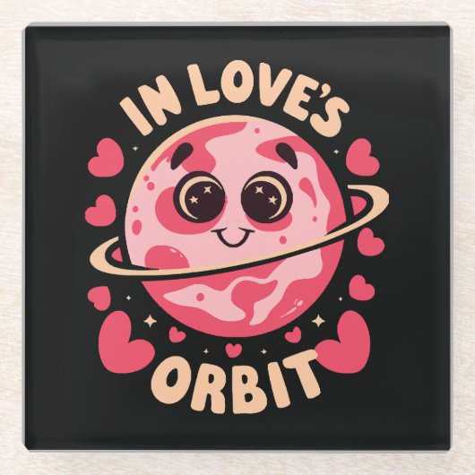 In Love Orbit Glazen Onderzetter (Voorkant)