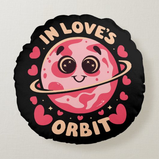 In Love Orbit Rond Kussen (Voorkant)