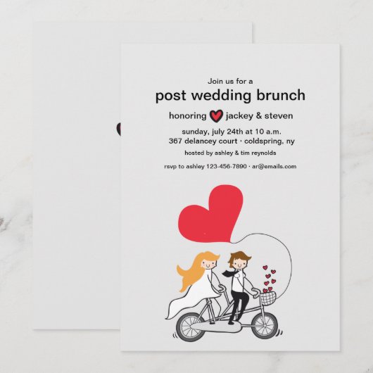 In Love Post Wedding Brunch Custom Invitation Kaart (Voorkant / Achterkant)