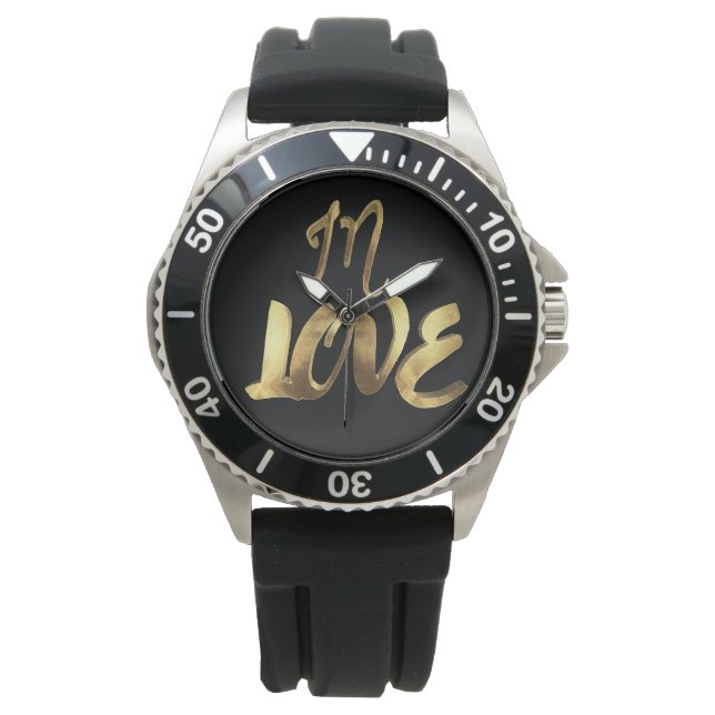 In Love Quote Gold look Typography Romantic Script Horloge (Voorkant)
