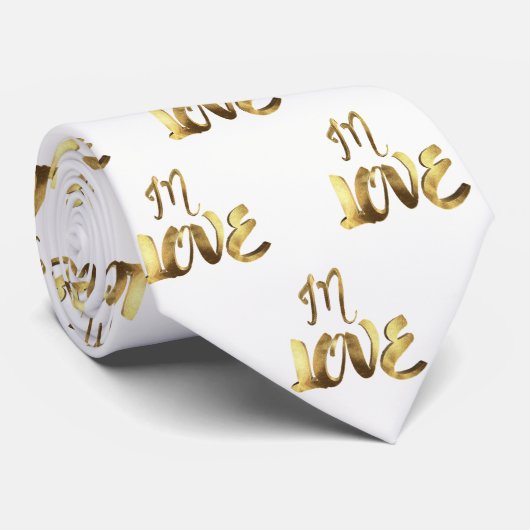In Love Quote Gold Typography Romantic Elegant Stropdas (Opgerold)