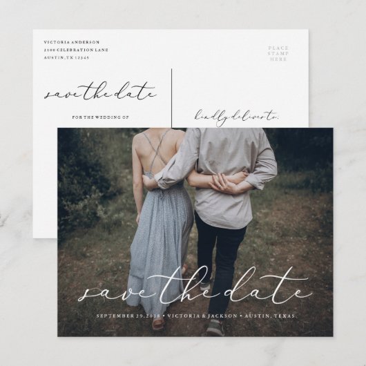 In Love Save the Date Briefkaart (Voorkant / Achterkant)