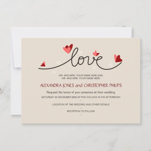 In Love Simple Elegant Text Wedding Kaart (Voorkant)