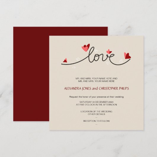 In Love Simple Elegant Text Wedding Kaart (Voorkant / Achterkant)