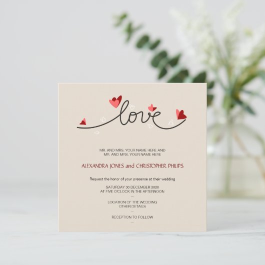 In Love Simple Elegant Text Wedding Kaart (Staand voorkant)